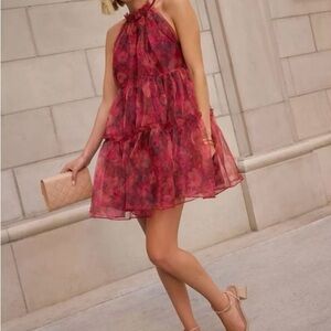 Vici Floral Mesh Mini Dress